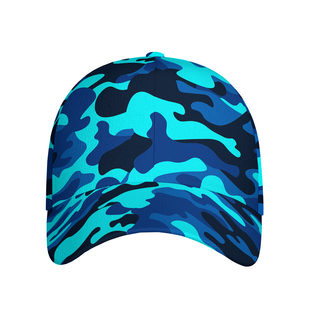 Blue And Black Camouflage Print Baseball Cap