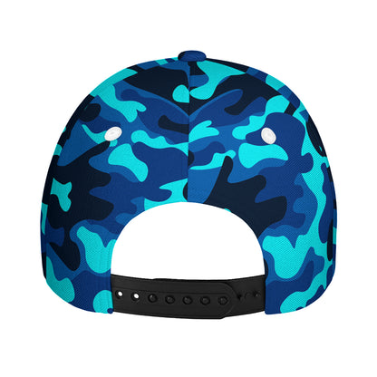 Blue And Black Camouflage Print Baseball Cap