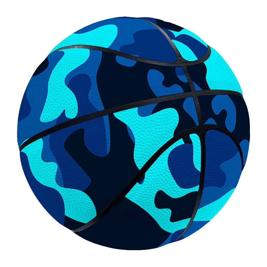 Blue And Black Camouflage Print Basketball