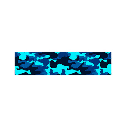 Blue And Black Camouflage Print Bed Runner