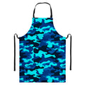 Blue And Black Camouflage Print Bib Apron With Pocket