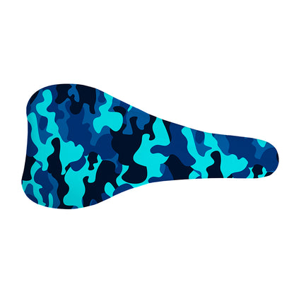 Blue And Black Camouflage Print Bicycle Seat Cover