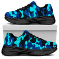 Blue And Black Camouflage Print Black Chunky Shoes