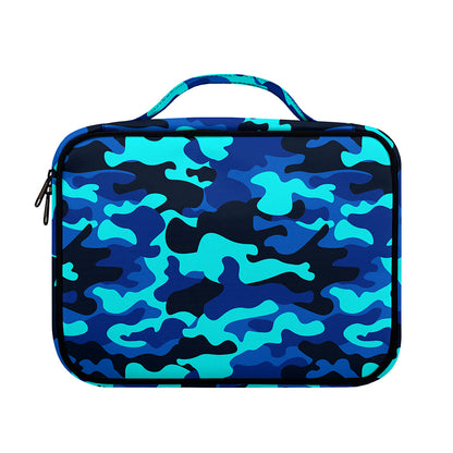 Blue And Black Camouflage Print Briefcase Bible Bag