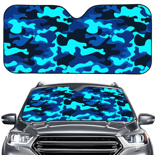 Blue And Black Camouflage Print Car Windshield Sun Shade