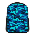 Blue And Black Camouflage Print Casual Backpack