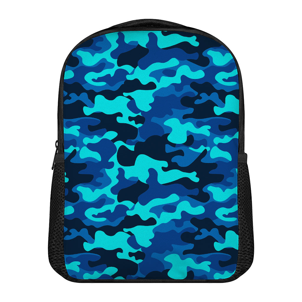 Blue And Black Camouflage Print Casual Backpack