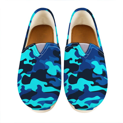 Blue And Black Camouflage Print Casual Shoes