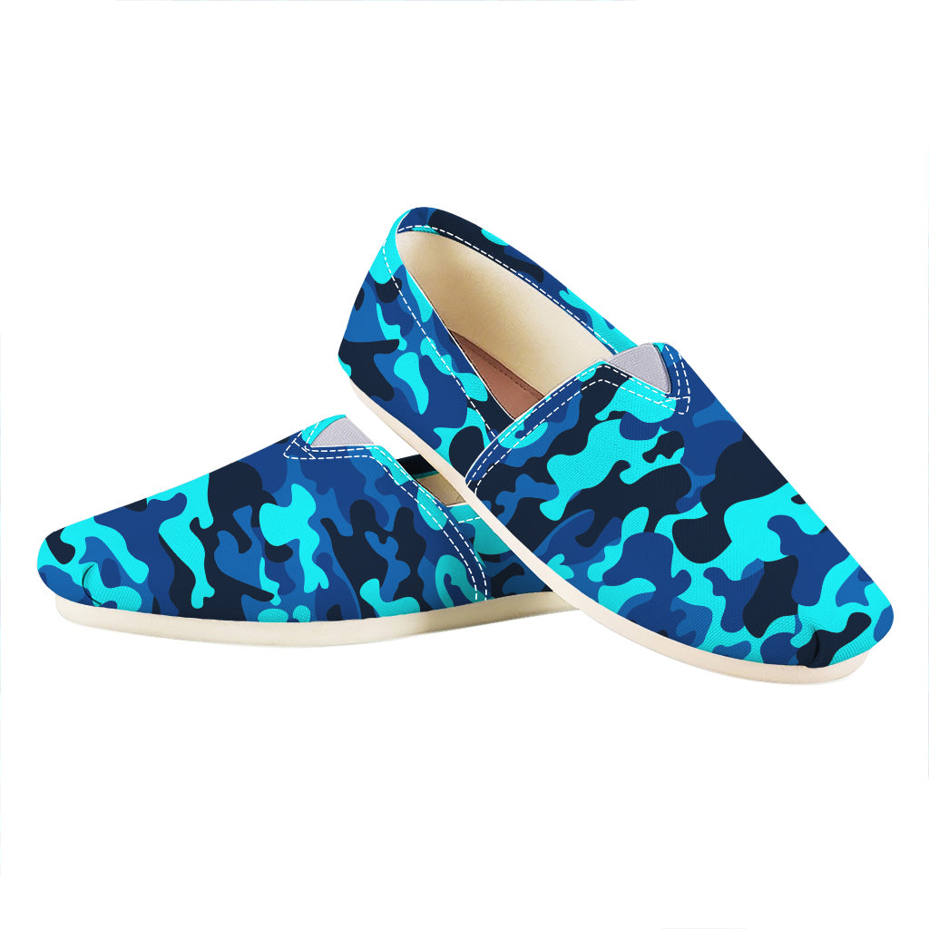 Blue And Black Camouflage Print Casual Shoes
