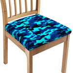 Blue And Black Camouflage Print Chair Cushion Cover