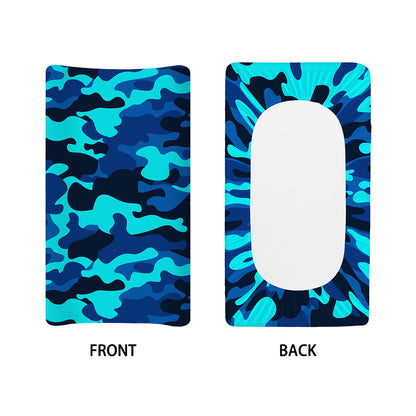 Blue And Black Camouflage Print Changing Pad Cover