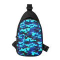 Blue And Black Camouflage Print Sling Bag