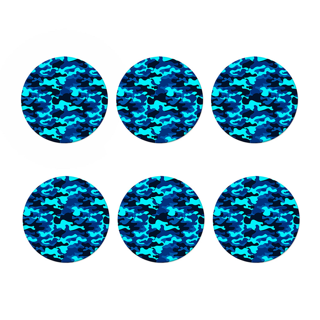 Blue And Black Camouflage Print Coaster Set