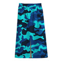 Blue And Black Camouflage Print Cotton Front Slit Maxi Skirt