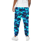 Blue And Black Camouflage Print Cotton Pants