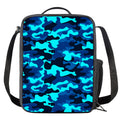 Blue And Black Camouflage Print Crossbody Lunch Bag