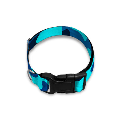 Blue And Black Camouflage Print Dog Collar