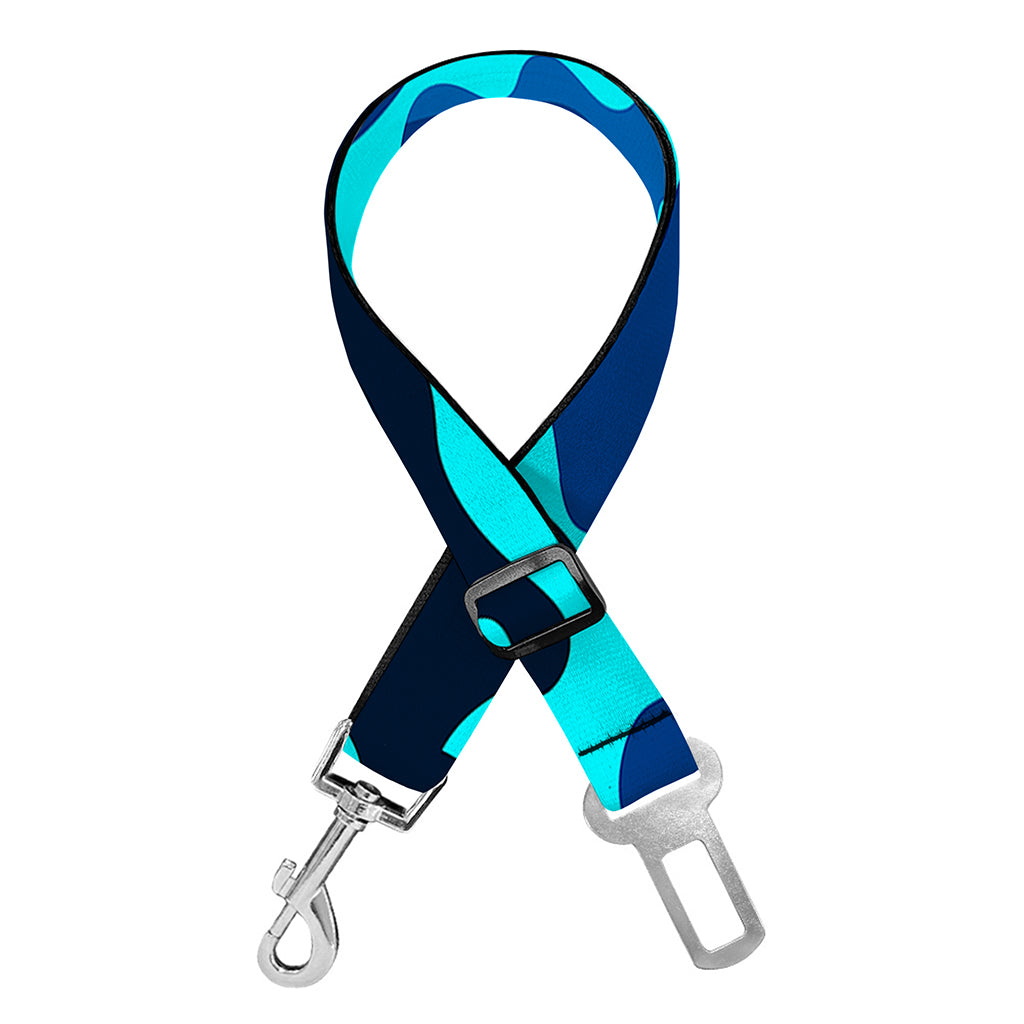 Blue And Black Camouflage Print Dog Seat Belt