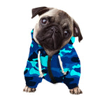 Blue And Black Camouflage Print Dog Zip Up Hoodie