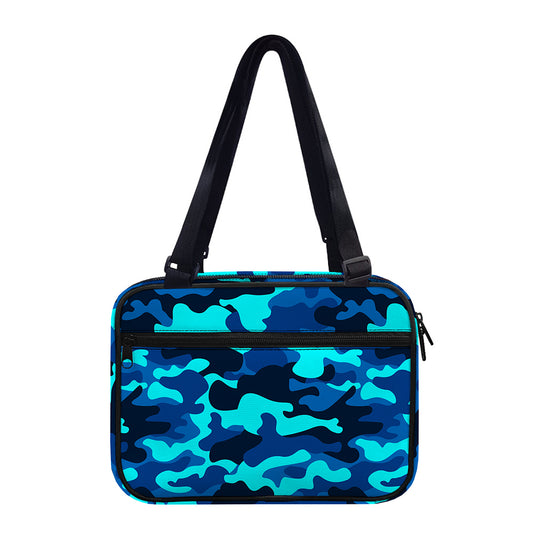 Blue And Black Camouflage Print Double Strap Bible Bag