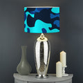 Blue And Black Camouflage Print Drum Lamp Shade
