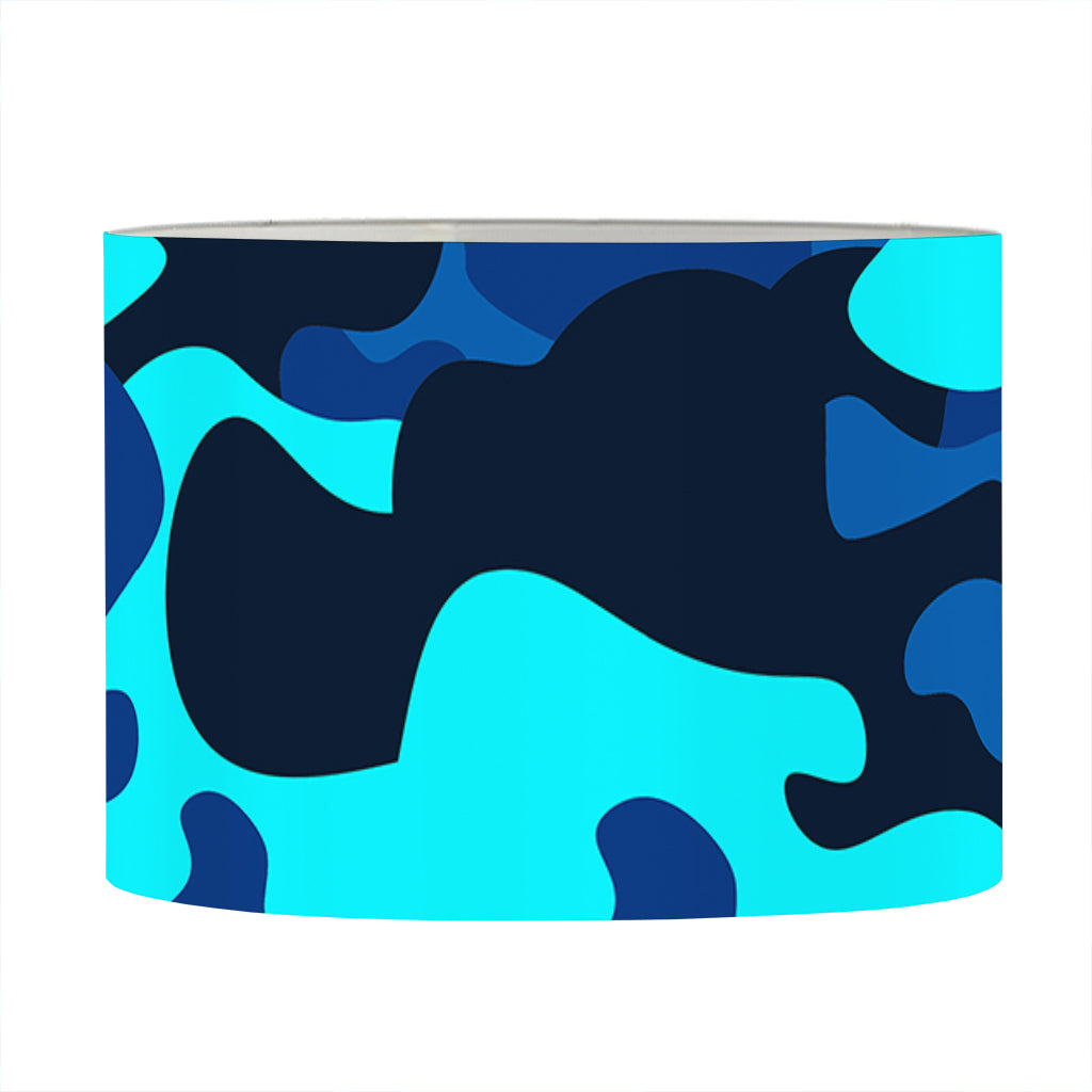 Blue And Black Camouflage Print Drum Lamp Shade