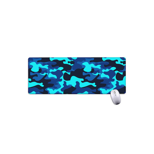 Blue And Black Camouflage Print Extended Mouse Pad