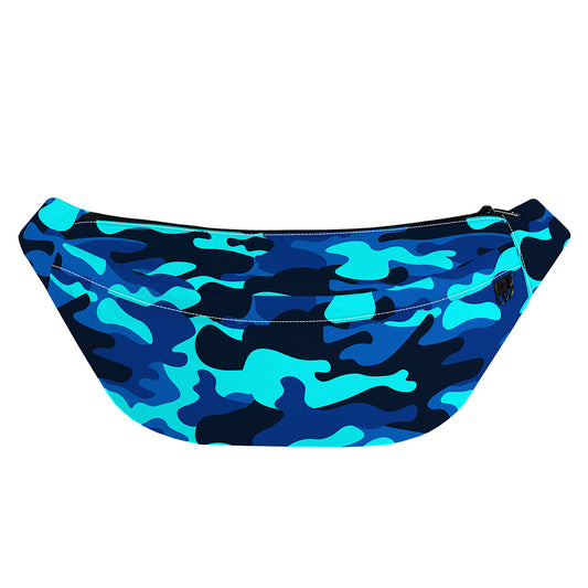 Blue And Black Camouflage Print Fanny Pack
