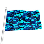 Blue And Black Camouflage Print Flag