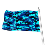 Blue And Black Camouflage Print Flag