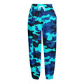 Blue And Black Camouflage Print Fleece Lined Knit Pants