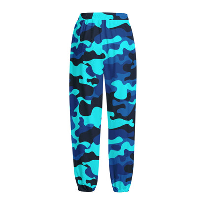 Blue And Black Camouflage Print Fleece Lined Knit Pants
