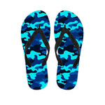 Blue And Black Camouflage Print Flip Flops