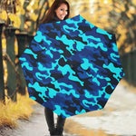 Blue And Black Camouflage Print Foldable Umbrella