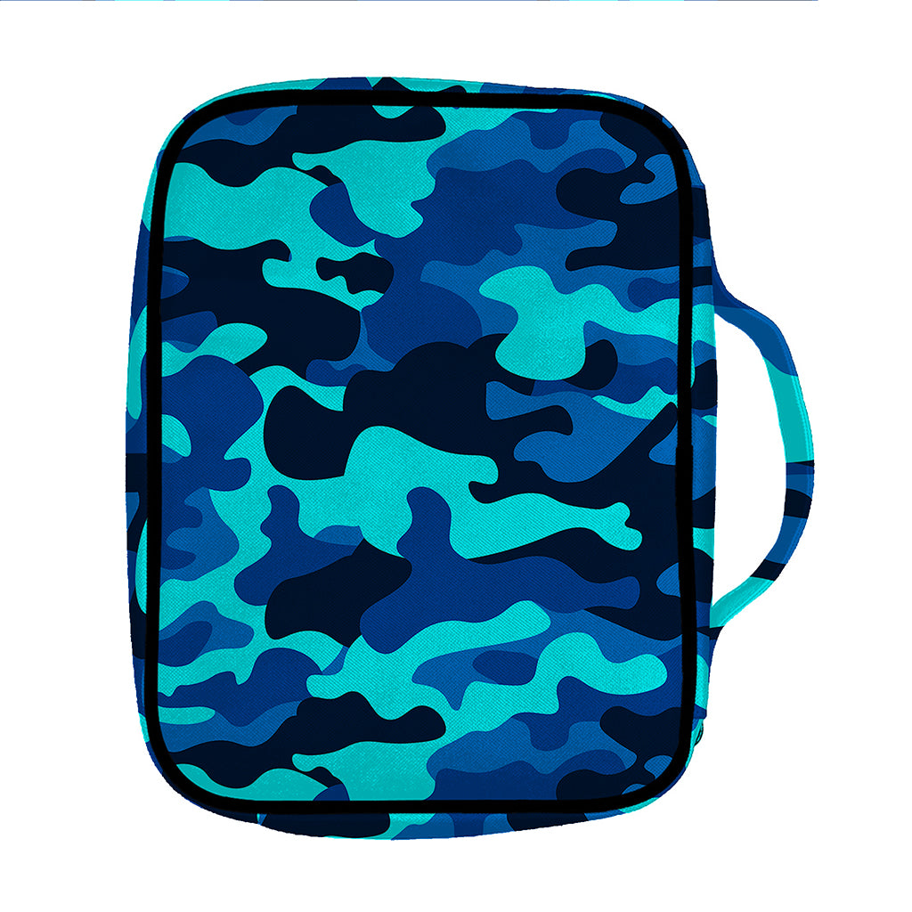 Blue And Black Camouflage Print Front Pocket Bible Bag