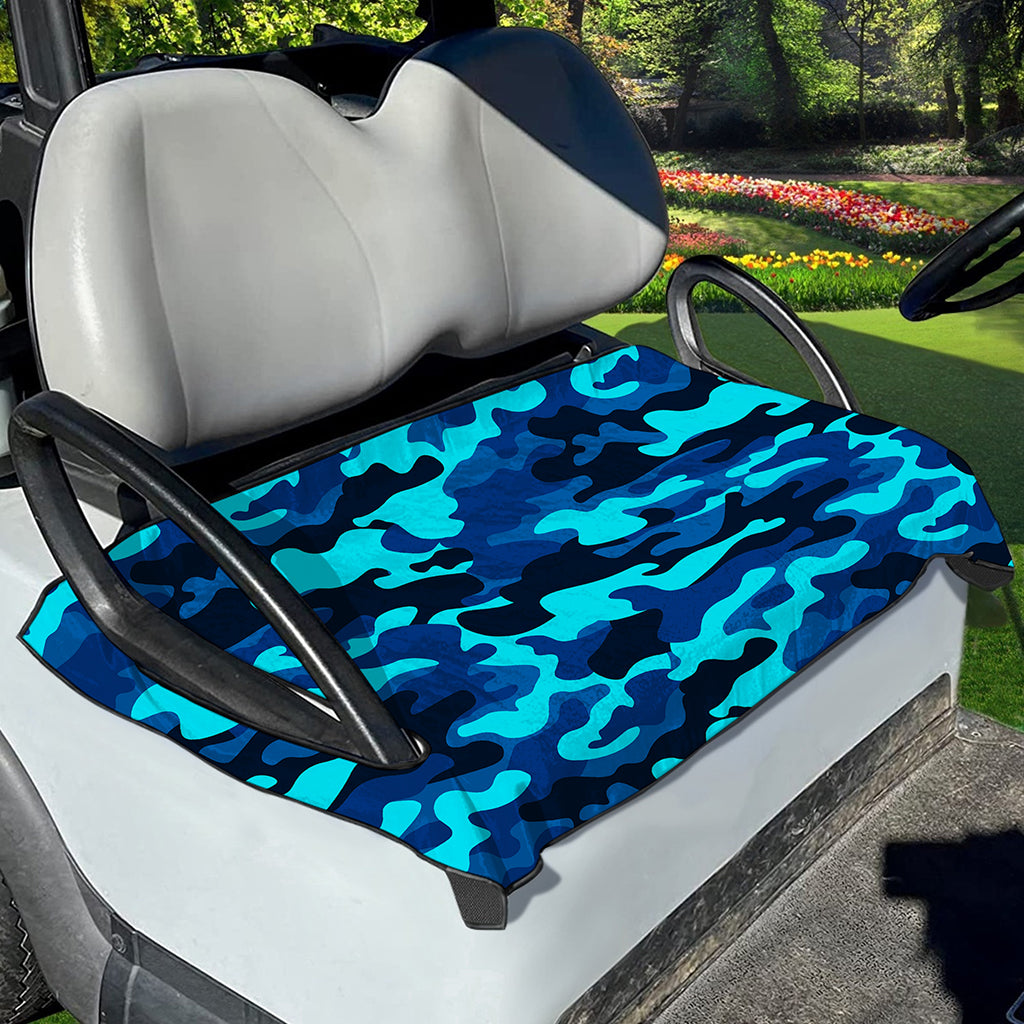 Blue And Black Camouflage Print Golf Cart Seat Cover