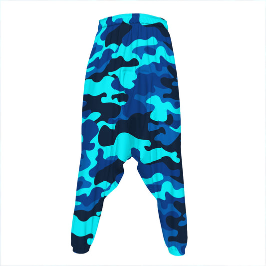 Blue And Black Camouflage Print Hammer Pants