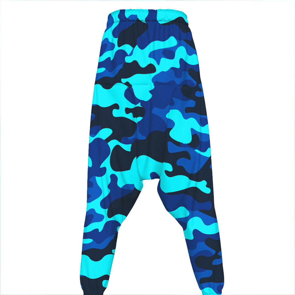Blue And Black Camouflage Print Hammer Pants