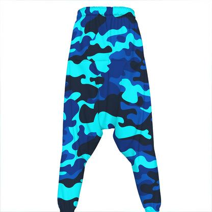 Blue And Black Camouflage Print Hammer Pants