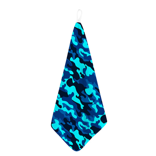 Blue And Black Camouflage Print Hand Towel