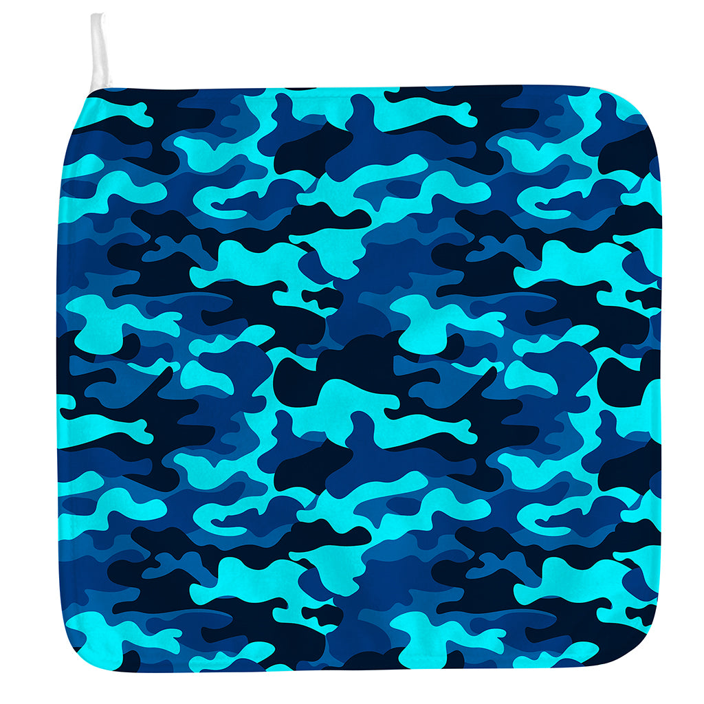 Blue And Black Camouflage Print Hand Towel