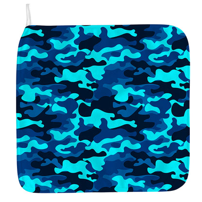Blue And Black Camouflage Print Hand Towel