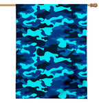 Blue And Black Camouflage Print House Flag