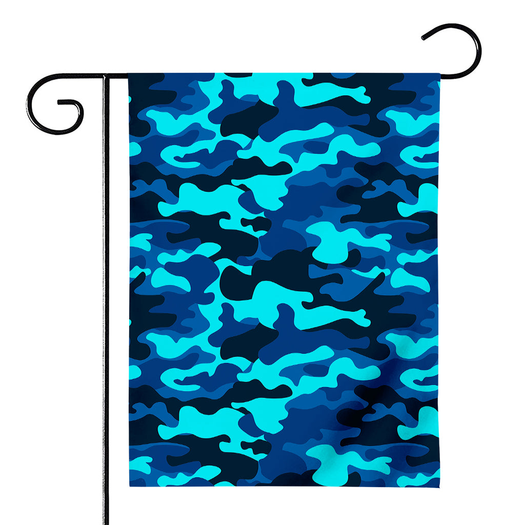 Blue And Black Camouflage Print House Flag