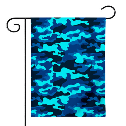 Blue And Black Camouflage Print House Flag