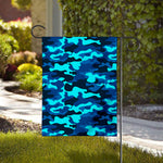 Blue And Black Camouflage Print House Flag