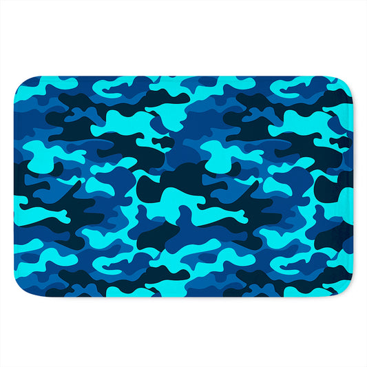 Blue And Black Camouflage Print Indoor Door Mat