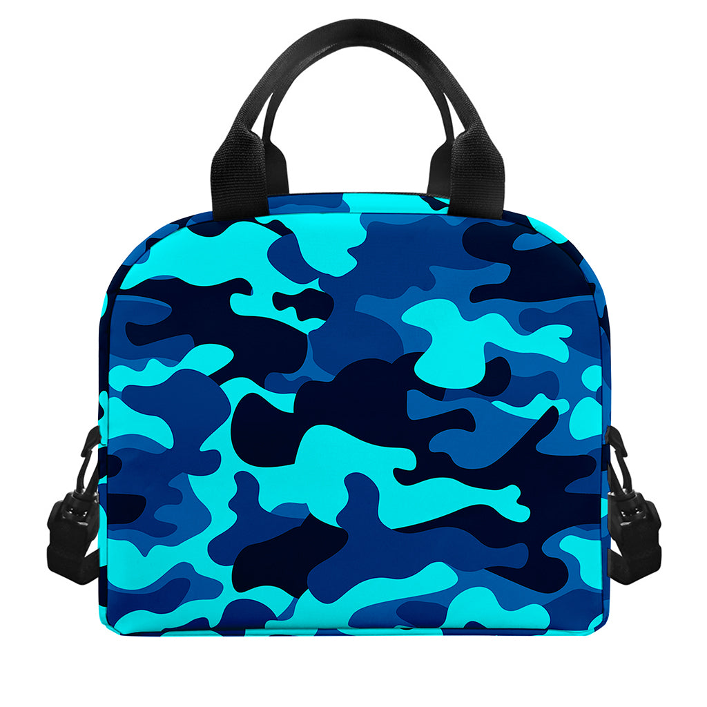 Blue And Black Camouflage Print Insulated Lunch Bag
