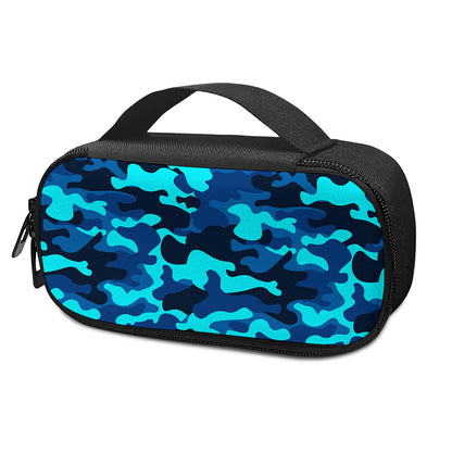 Blue And Black Camouflage Print Insulin Cooler Travel Case