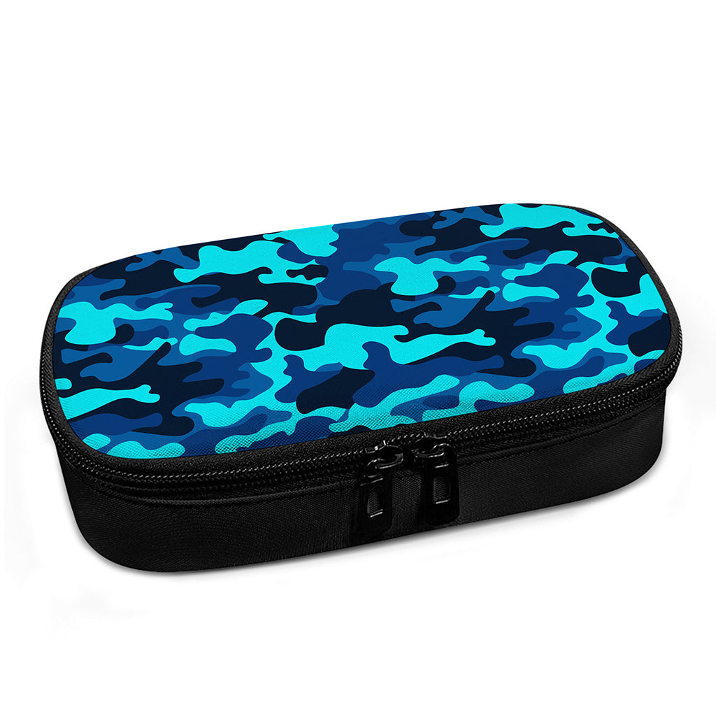 Blue And Black Camouflage Print Insulin Cooler Travel Case